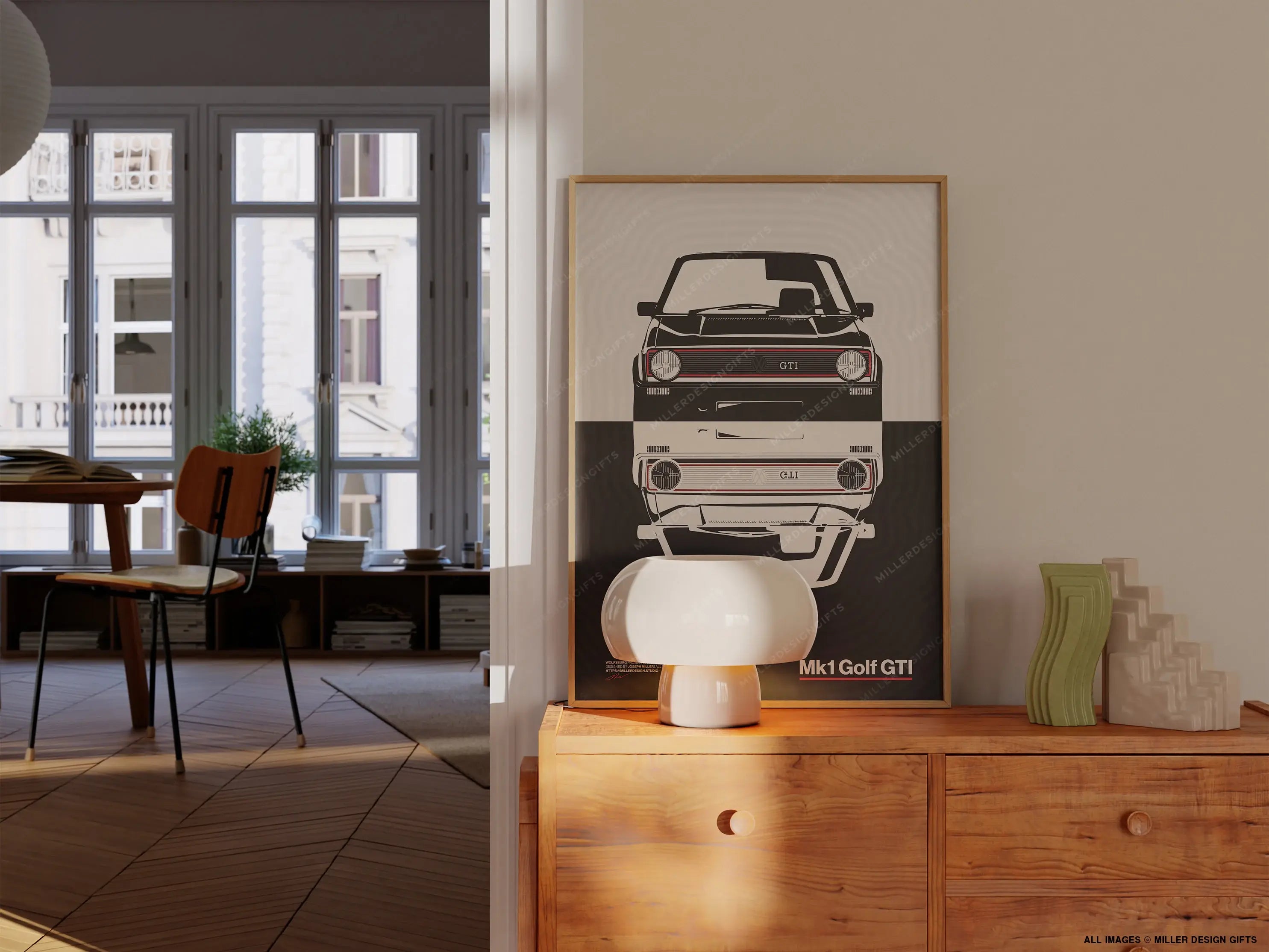 VW Mk1 Golf GTI Print | Original Wall Art Home Decor | Midcentury Modern Poster