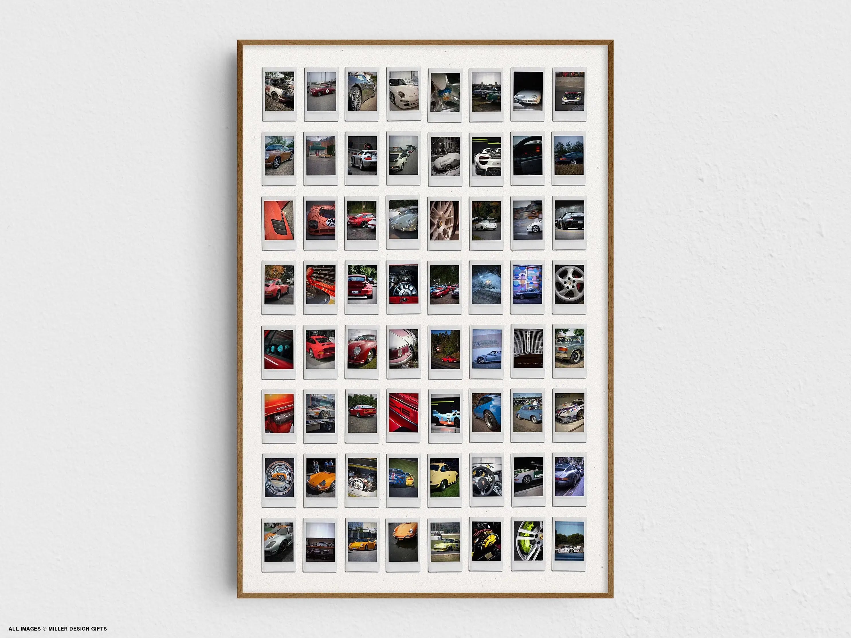 Porsche Film Exposures Collage Print | Polaroid / Instax Instant Camera Style Automotive Photography | Mid-Century Modern Print