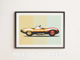 Jaguar XKSS Print Original Art Wall Poster Decor - British Classic Car - Steve McQueen