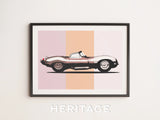 Jaguar XKSS Print Original Art Wall Poster Decor - British Classic Car - Steve McQueen