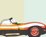 Jaguar XKSS Print Original Art Wall Poster Decor - British Classic Car - Steve McQueen