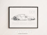 Porsche 911 901 Print Cutaway Blueprint Original Art Wall Poster Decor Fathers Day Birthday Andy Warhol Classic Car Turbo Air Cooled