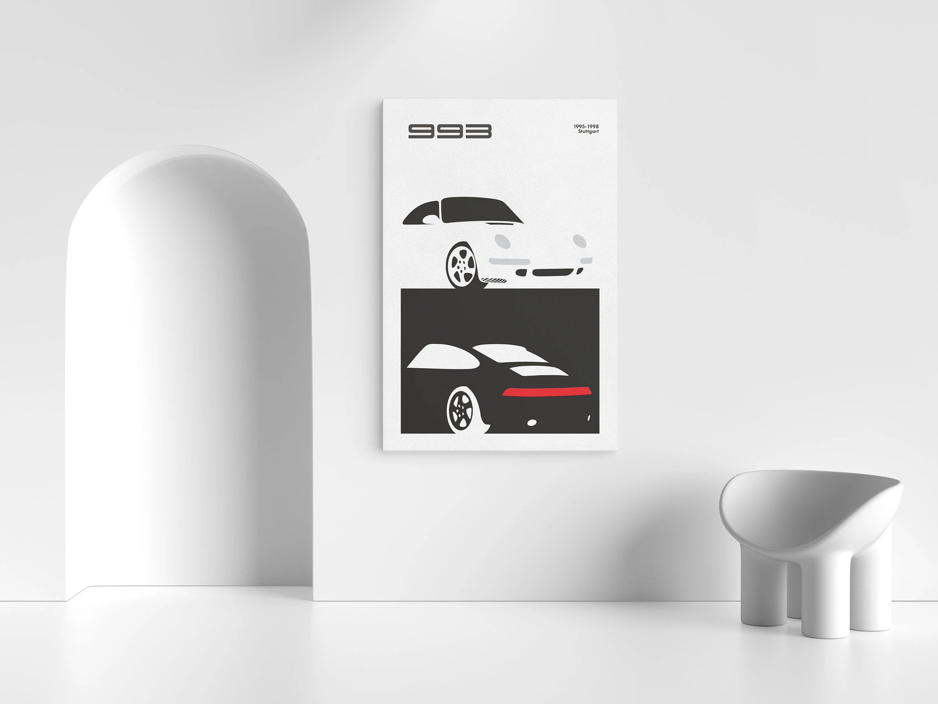 Porsche 911 993 Minimalist Print | Original Wall Art Poster | Mid-Century Modern