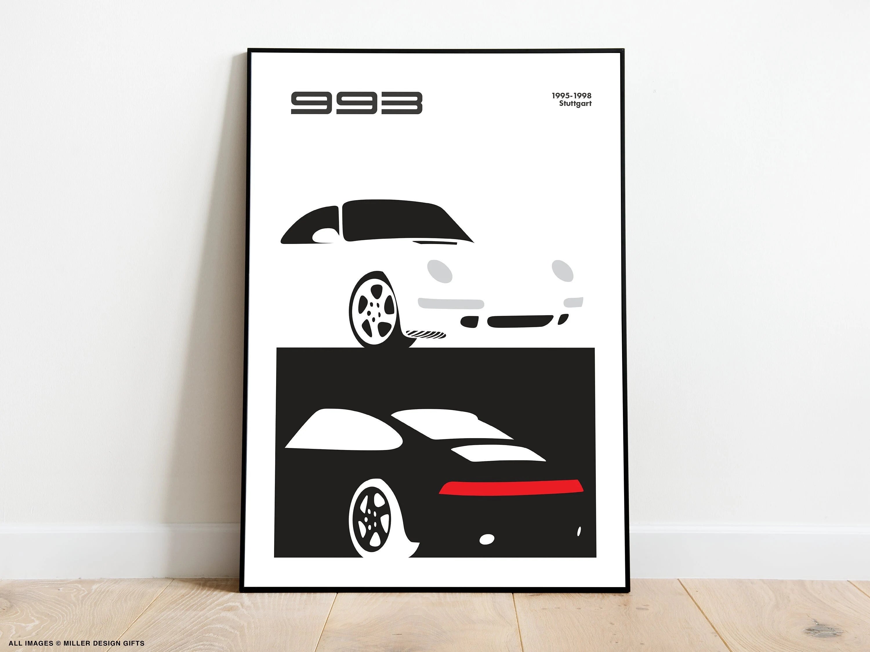 Porsche 911 993 Minimalist Print | Original Wall Art Poster | Mid-Century Modern