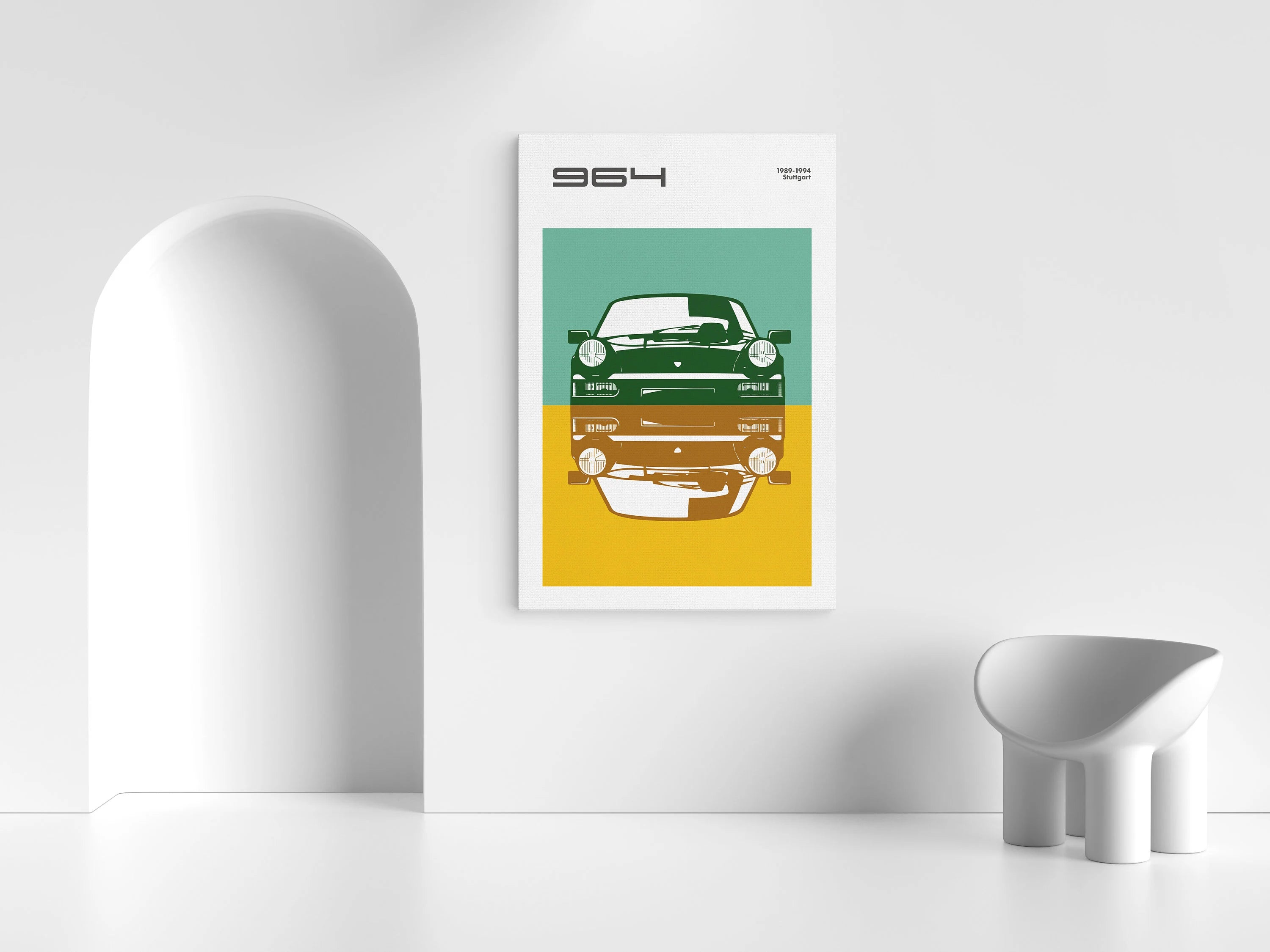 Porsche 911 964 Print - Mirror Project | Original Wall Art Poster Decor | Mid-Century Modern