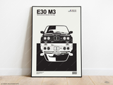 BMW E30 M3 Print - Original Wall Art Poster Decor - Midcentury Modern