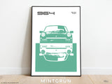 Porsche 911 964 Print - Mirror Project | Original Wall Art Poster Decor | Mid-Century Modern