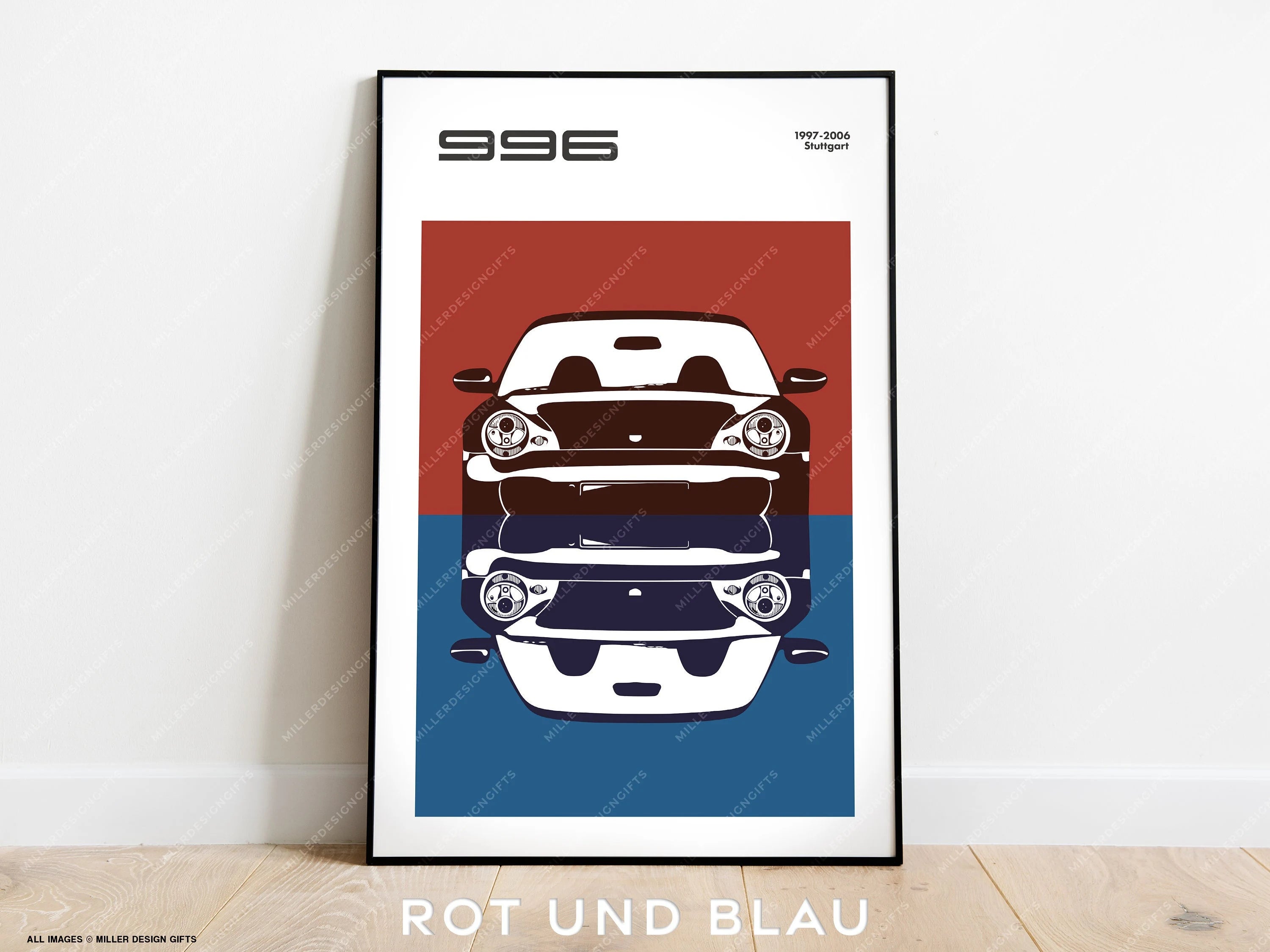 Porsche 911 996 Print | Original Wall Art Poster | Mid-Century Modern