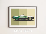 Jaguar XKSS Print Original Art Wall Poster Decor - British Classic Car - Steve McQueen