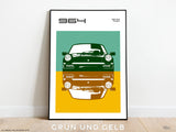 Porsche 911 964 Print - Mirror Project | Original Wall Art Poster Decor | Mid-Century Modern