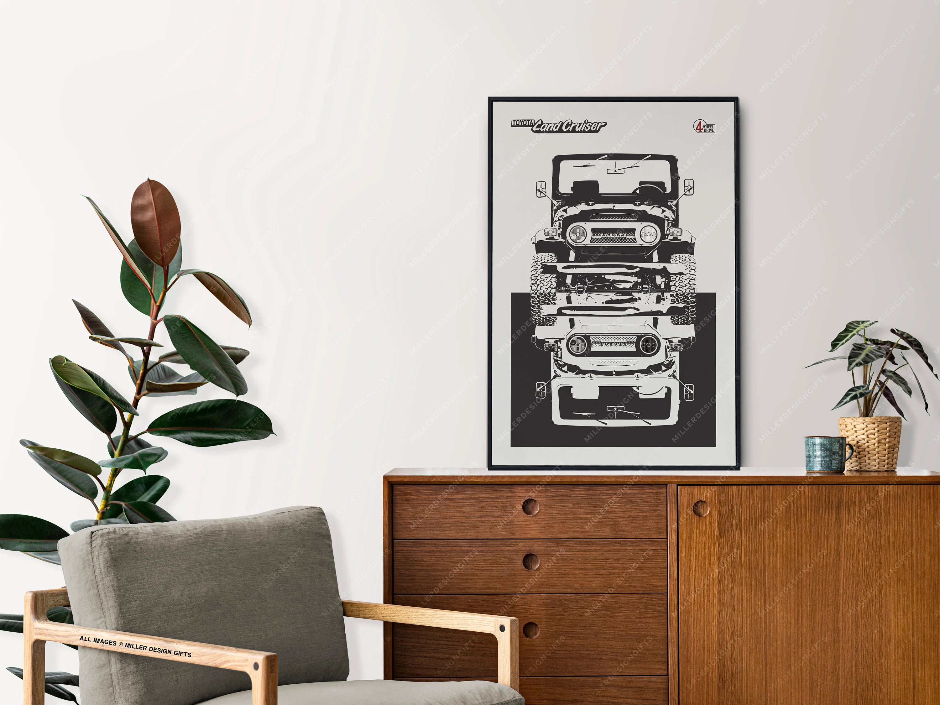 Toyota Land Cruiser Print - FJ40 - Original Wall Art Poster Decor - Midcentury Modern