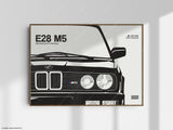 BMW E28 M5 Print - Original Wall Art Poster Decor - Midcentury Modern