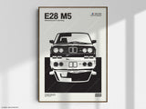 BMW E28 M5 Print - Original Wall Art Poster Decor - Midcentury Modern