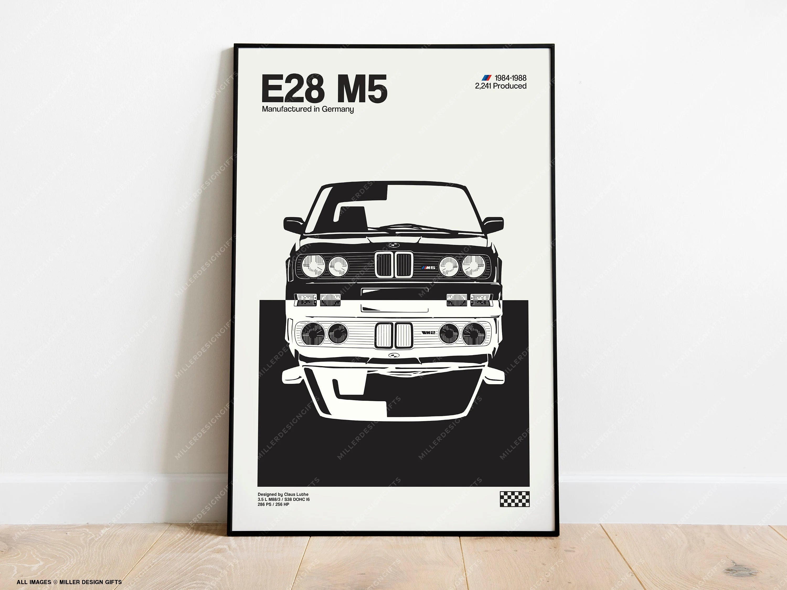 BMW E28 M5 Print - Original Wall Art Poster Decor - Midcentury Modern