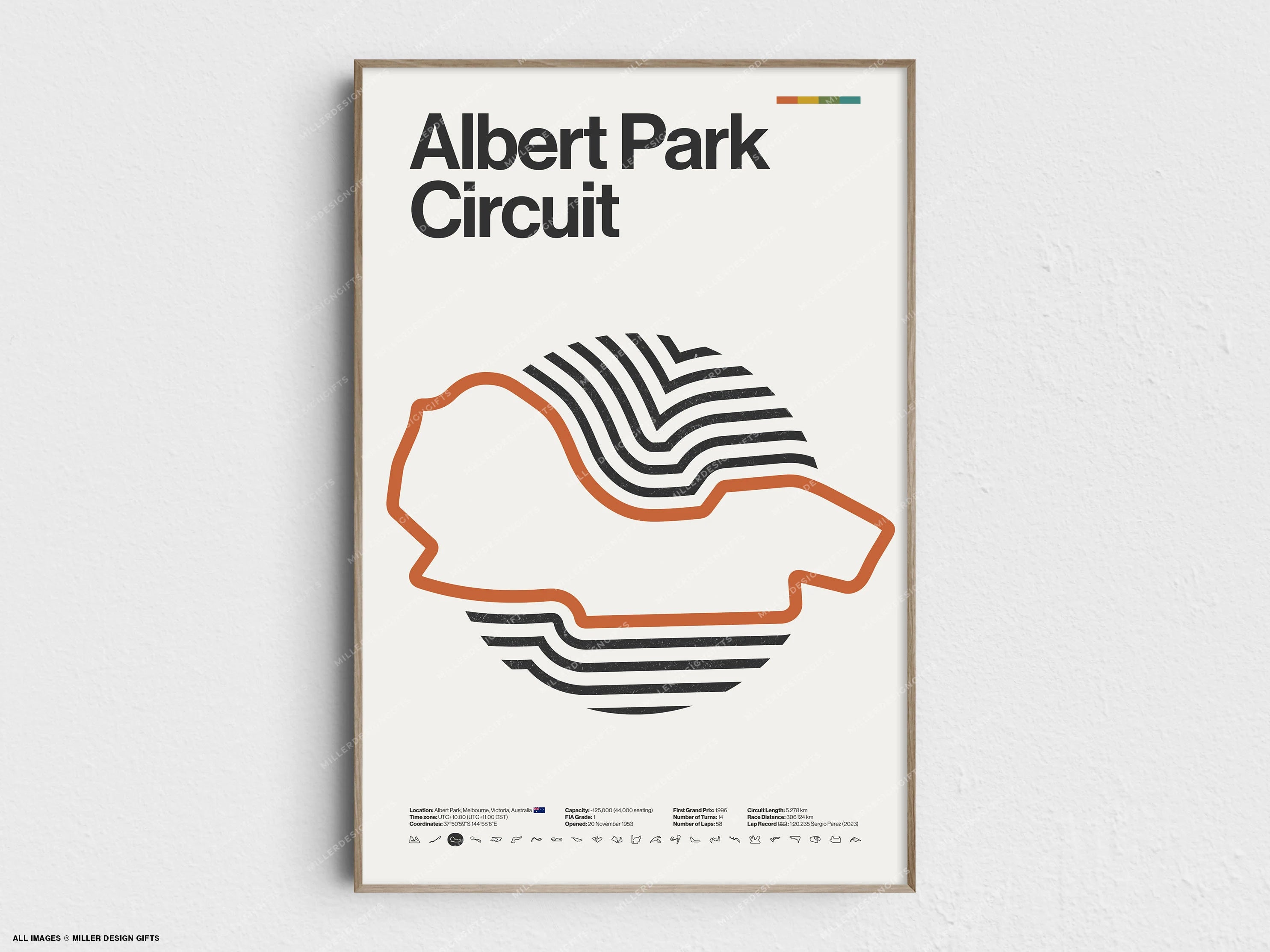 Albert Park Circuit Formula 1 Print - Original Wall Art Home Decor - Midcentury Modern