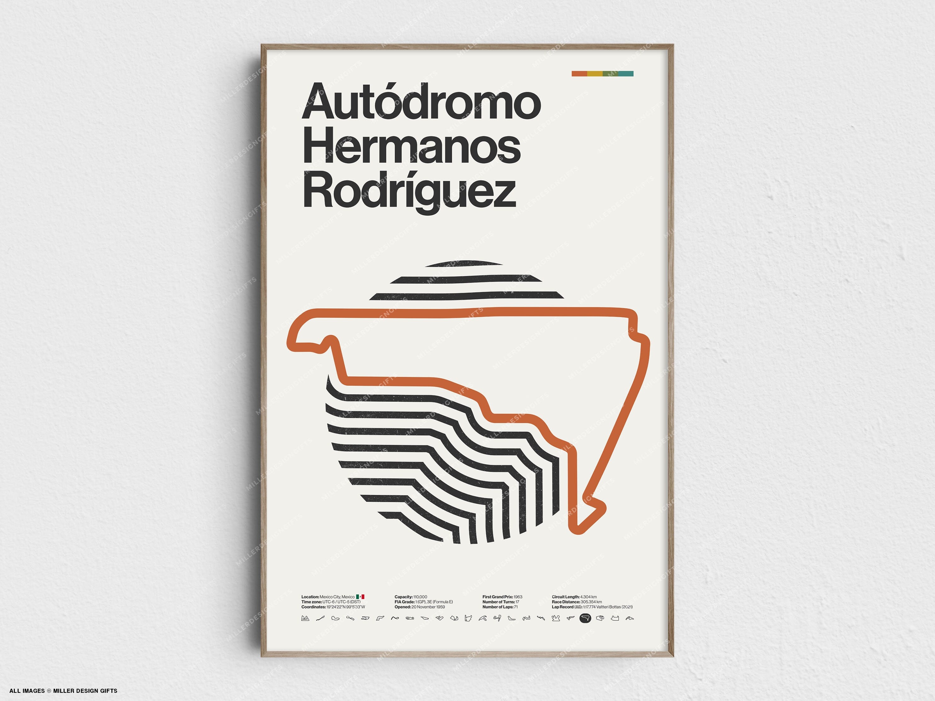 Autódromo Hermanos Rodríguez Formula 1 Print - Original Wall Art Home Decor - Midcentury Modern