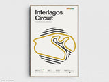 Interlagos Circuit Formula 1 Print - Autódromo José Carlos Pace - Original Wall Art Home Decor - Midcentury Modern