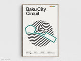 Baku City Circuit Formula 1 Print - Original Wall Art Home Decor - Midcentury Modern