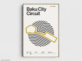 Baku City Circuit Formula 1 Print - Original Wall Art Home Decor - Midcentury Modern