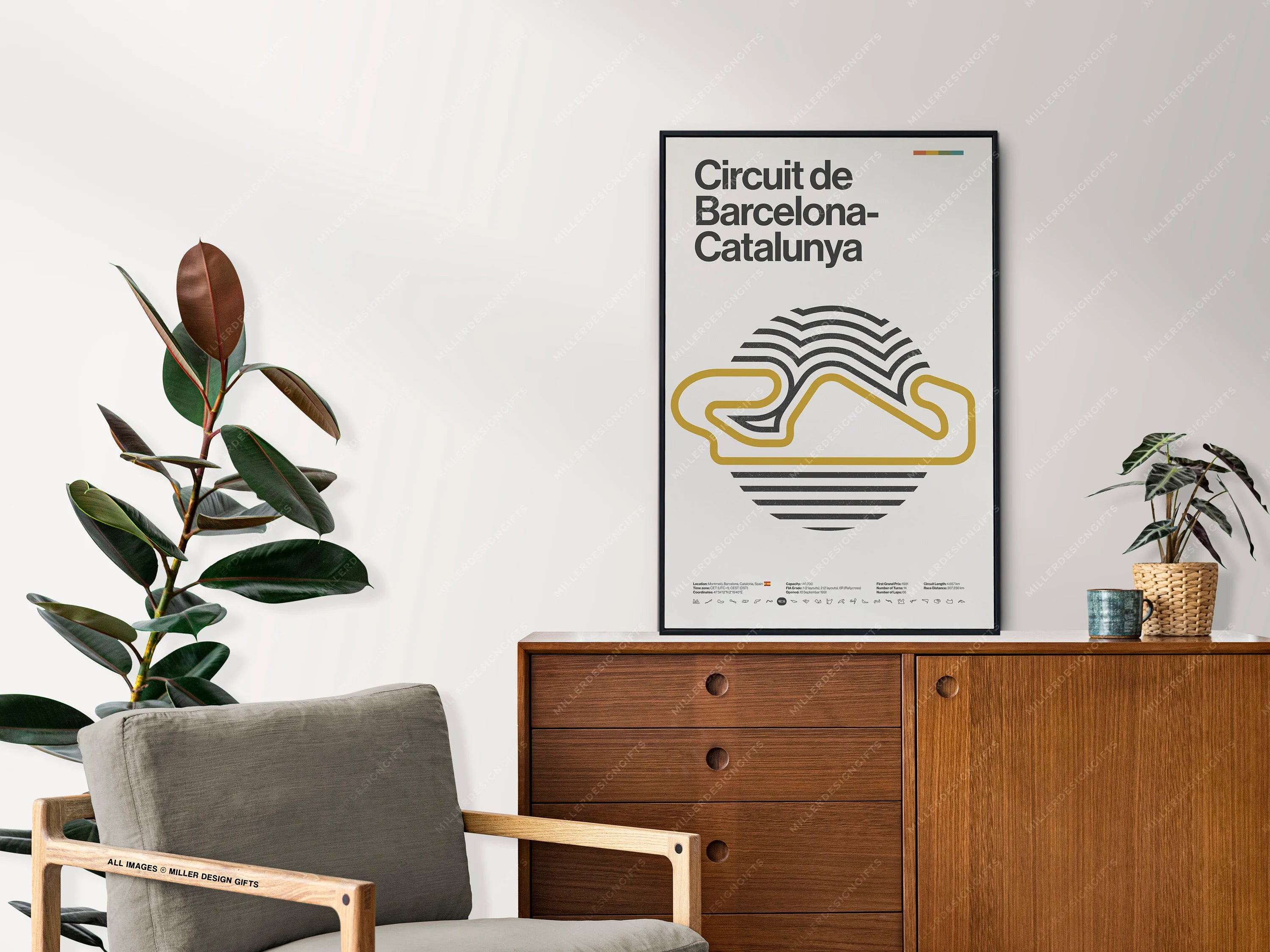 Circuit de Barcelona-Catalunya Formula 1 Print - Original Wall Art Home Decor - Midcentury Modern