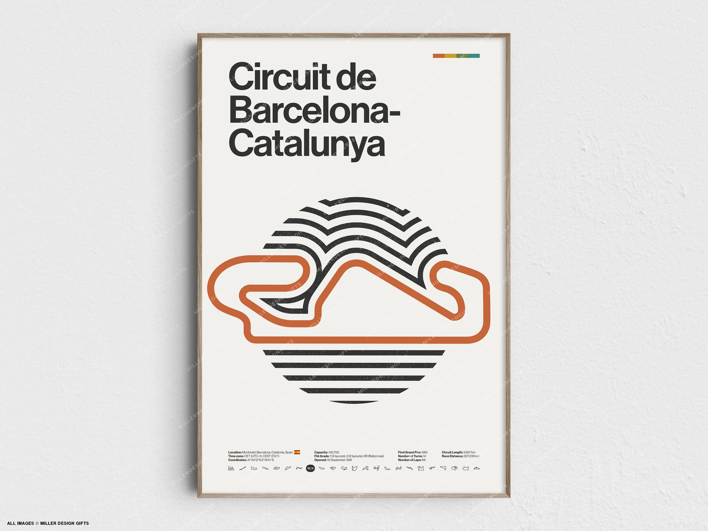 Circuit de Barcelona-Catalunya Formula 1 Print - Original Wall Art Home Decor - Midcentury Modern