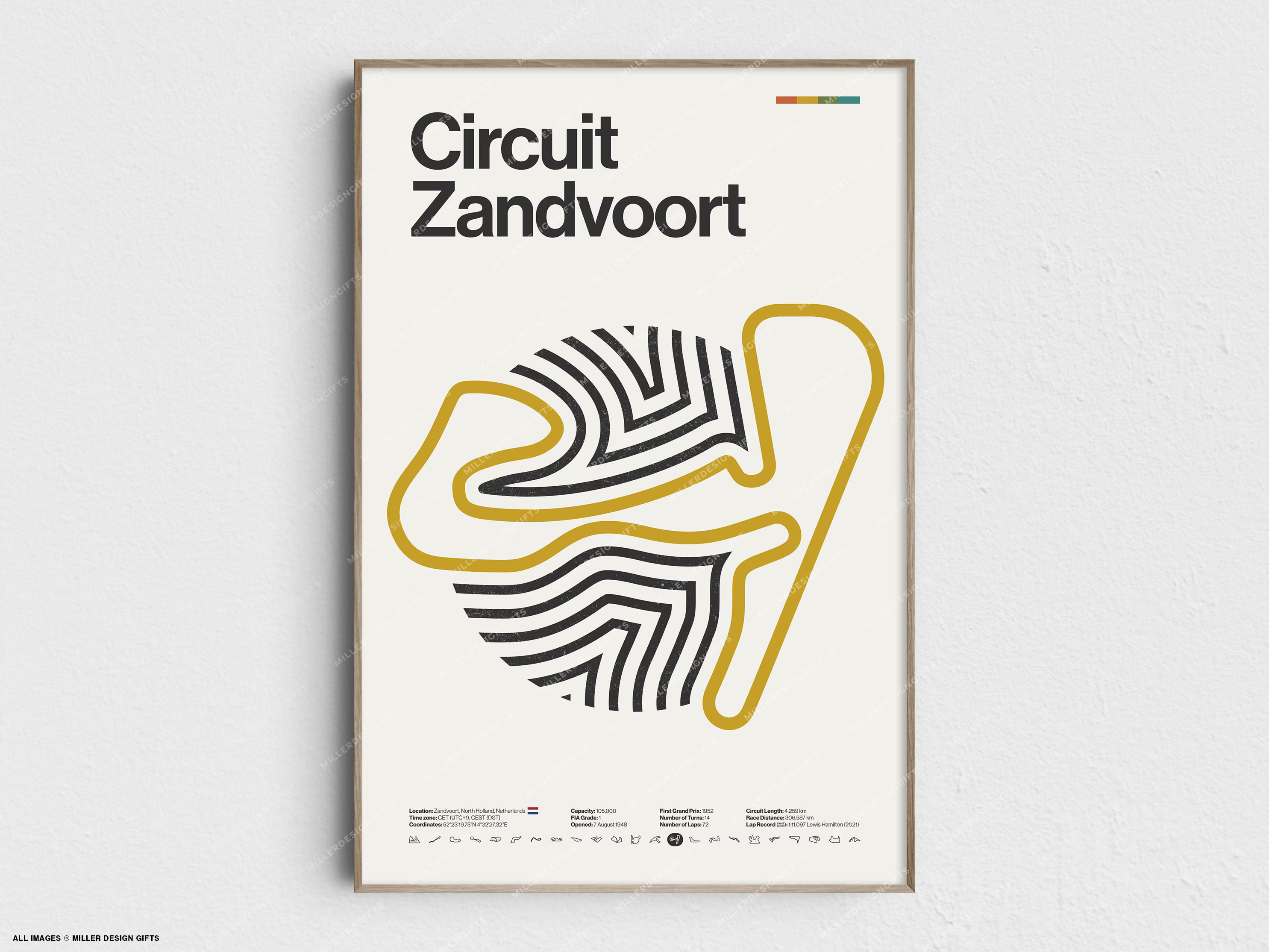 Circuit Zandvoort Formula 1 Print - Original Wall Art Home Decor - Midcentury Modern