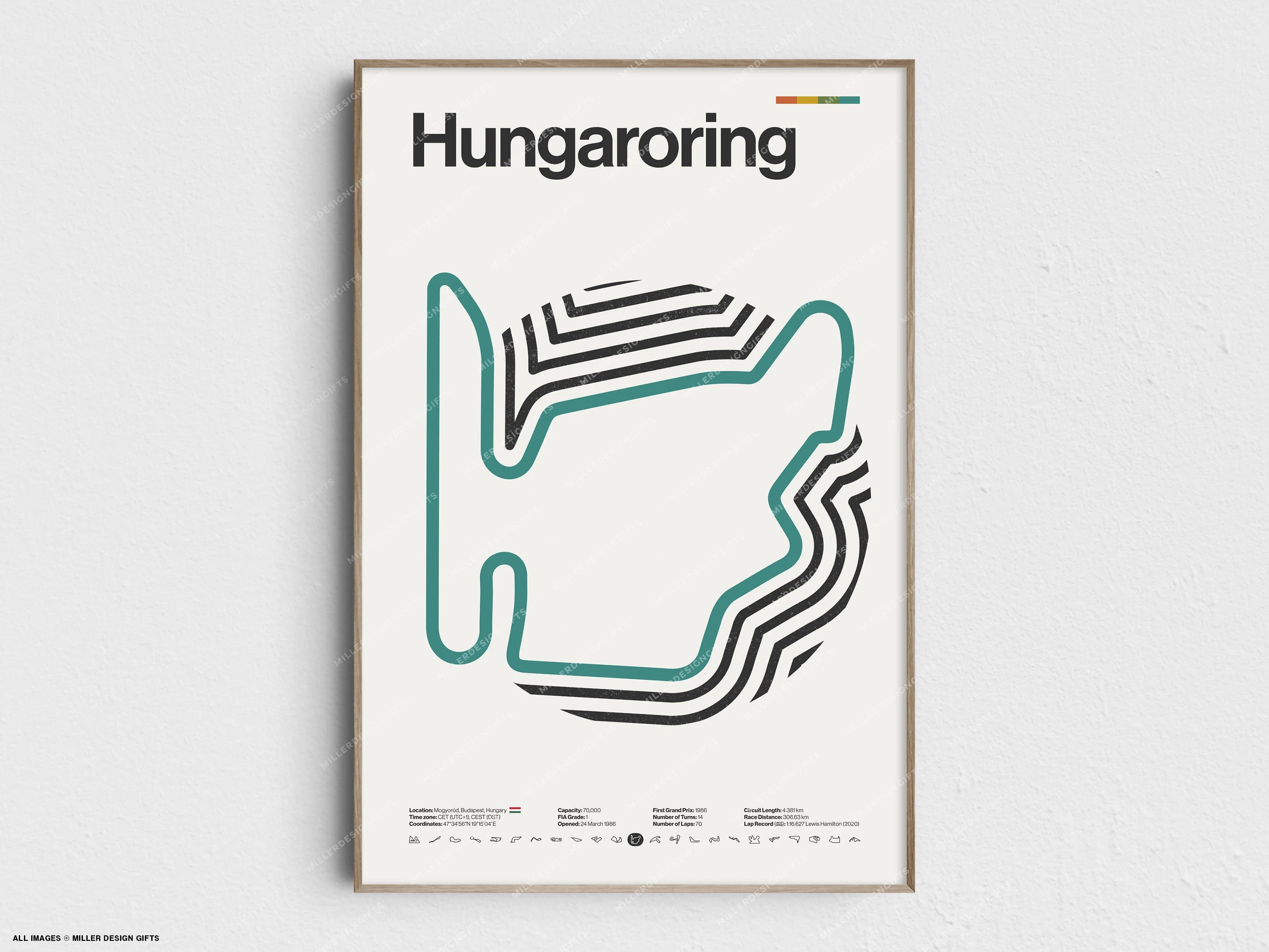 Hungaroring Formula 1 Print - Original Wall Art Home Decor - Midcentury Modern