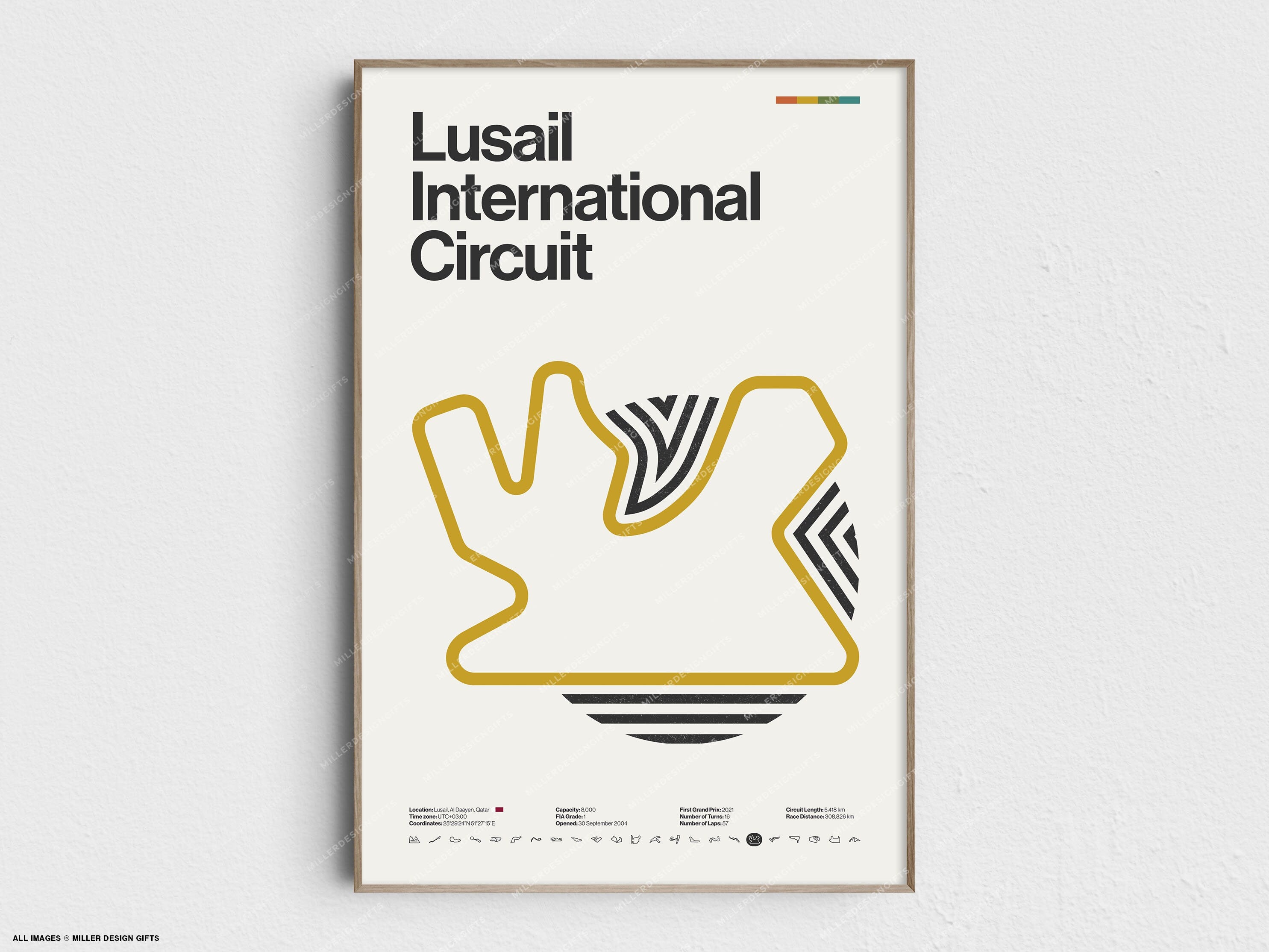 Lusail International Circuit Formula 1 Print - Original Wall Art Home Decor - Midcentury Modern