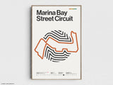 Marina Bay Street Circuit Formula 1 Print - Original Wall Art Home Decor - Midcentury Modern