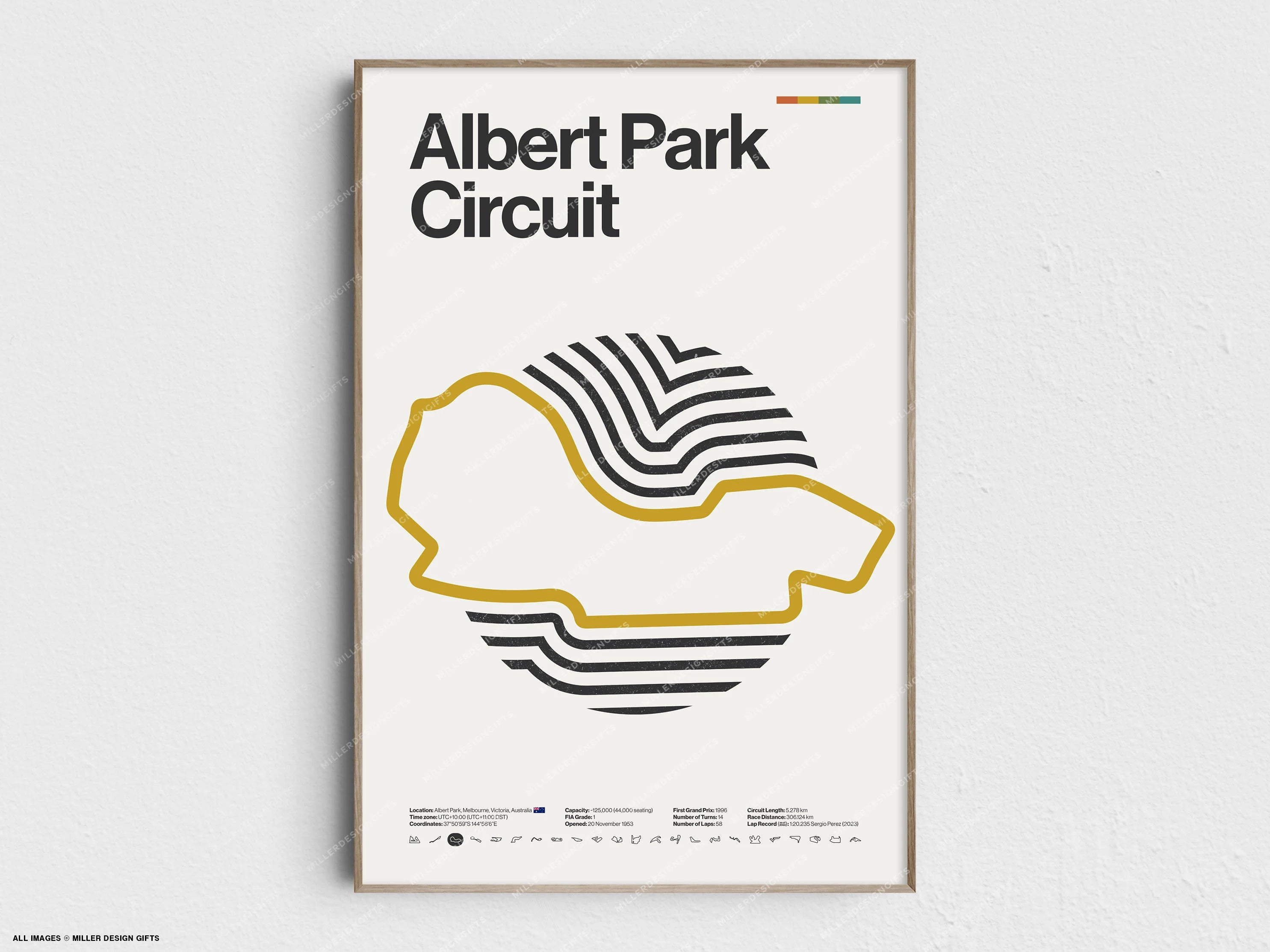 Albert Park Circuit Formula 1 Print - Original Wall Art Home Decor - Midcentury Modern