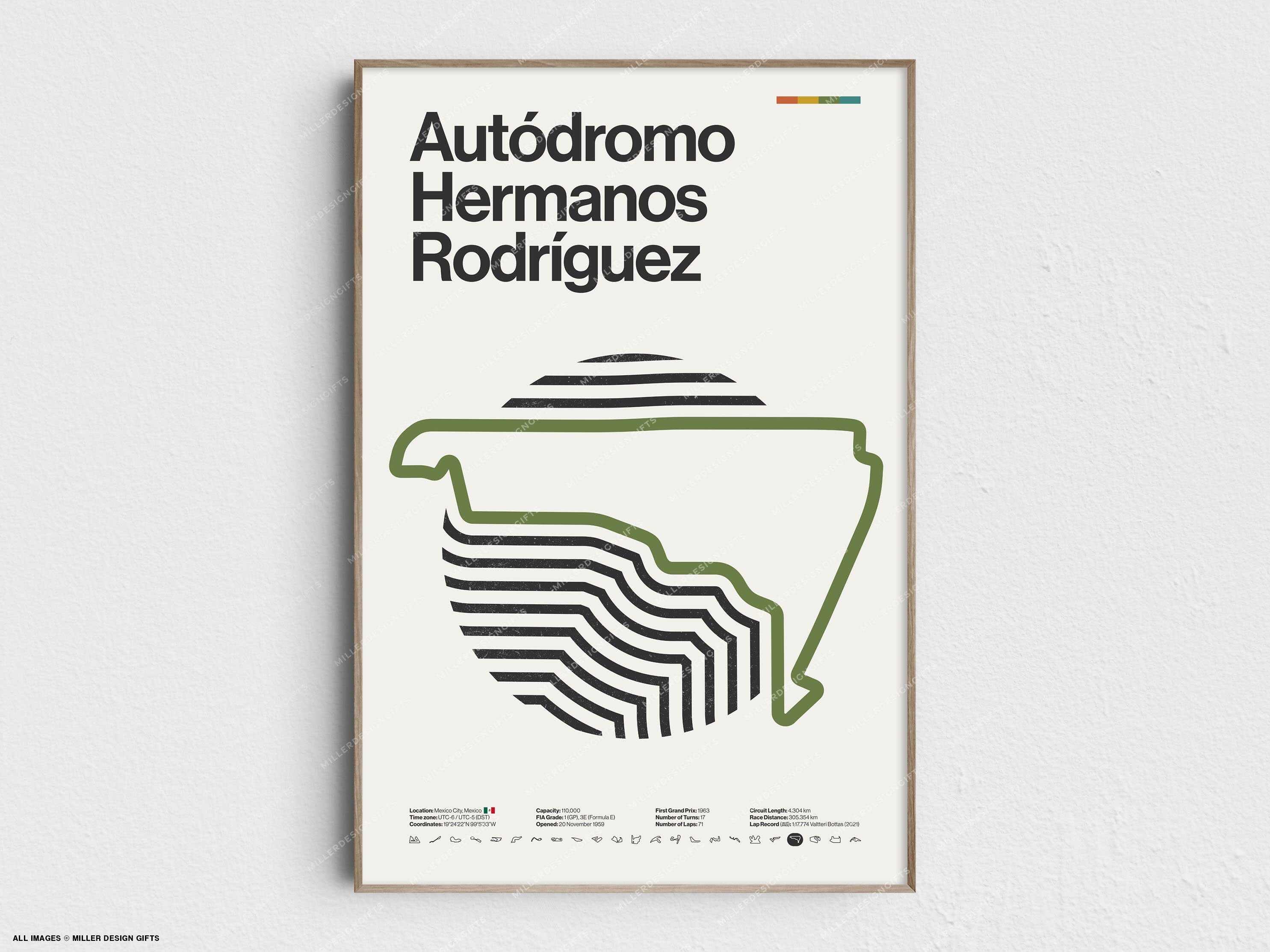 Autódromo Hermanos Rodríguez Formula 1 Print - Original Wall Art Home Decor - Midcentury Modern