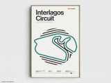 Interlagos Circuit Formula 1 Print - Autódromo José Carlos Pace - Original Wall Art Home Decor - Midcentury Modern