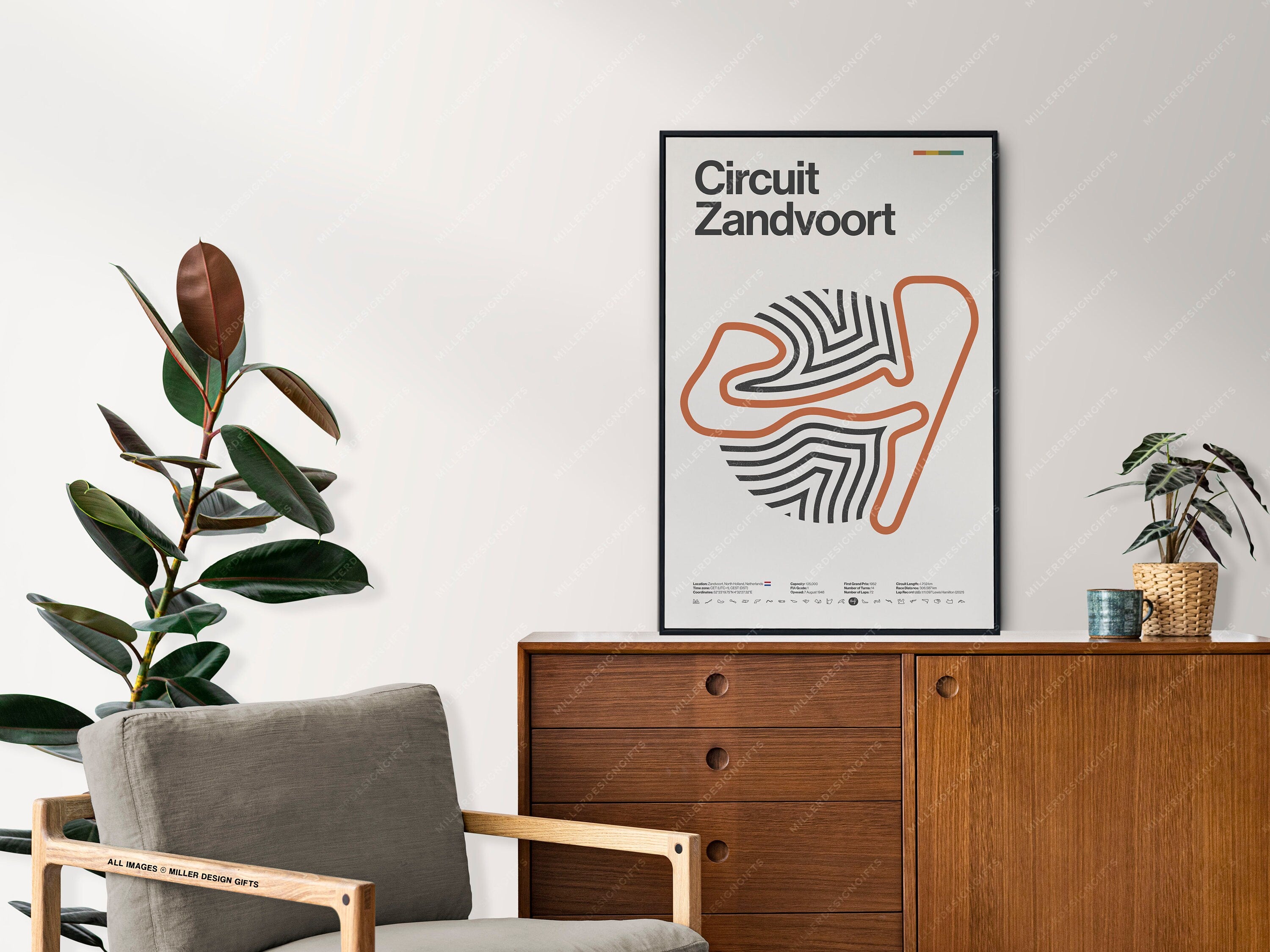 Circuit Zandvoort Formula 1 Print - Original Wall Art Home Decor - Midcentury Modern