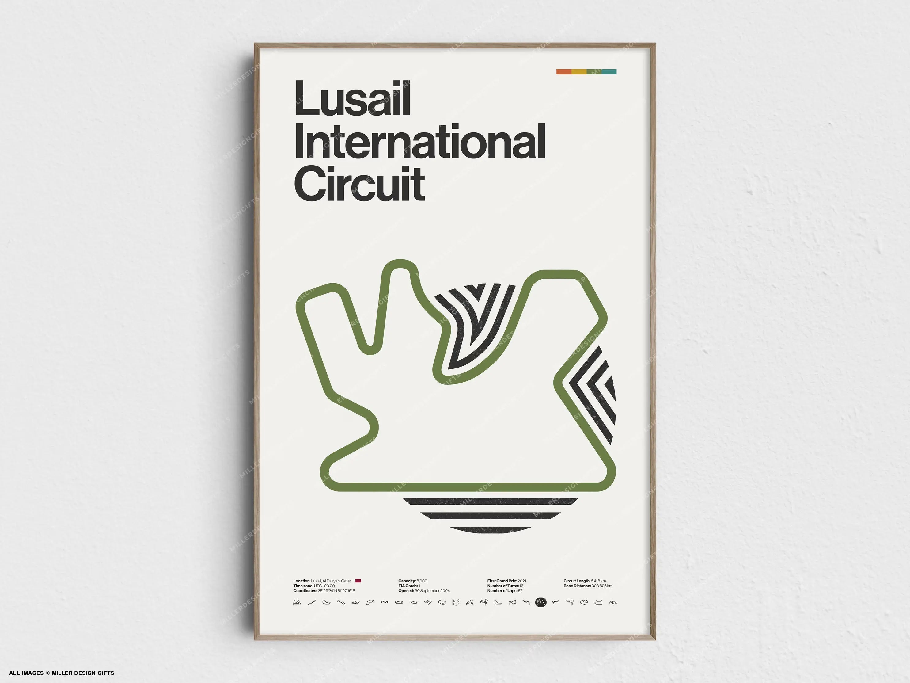 Lusail International Circuit Formula 1 Print - Original Wall Art Home Decor - Midcentury Modern