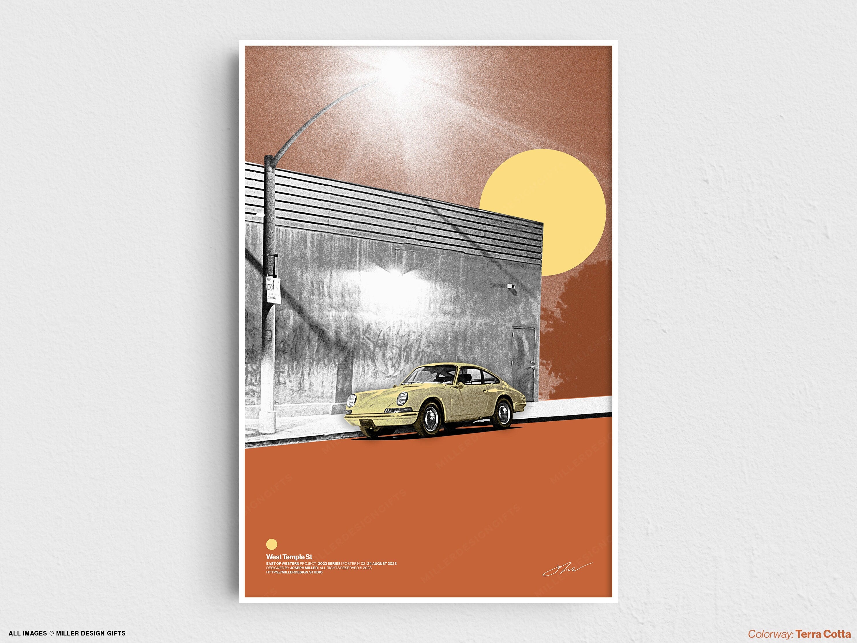 Porsche 911 / 912 | East of Western Project Poster No. 2 - West Temple St | Original Wall Art Poster | Mid-Century Modern Decor