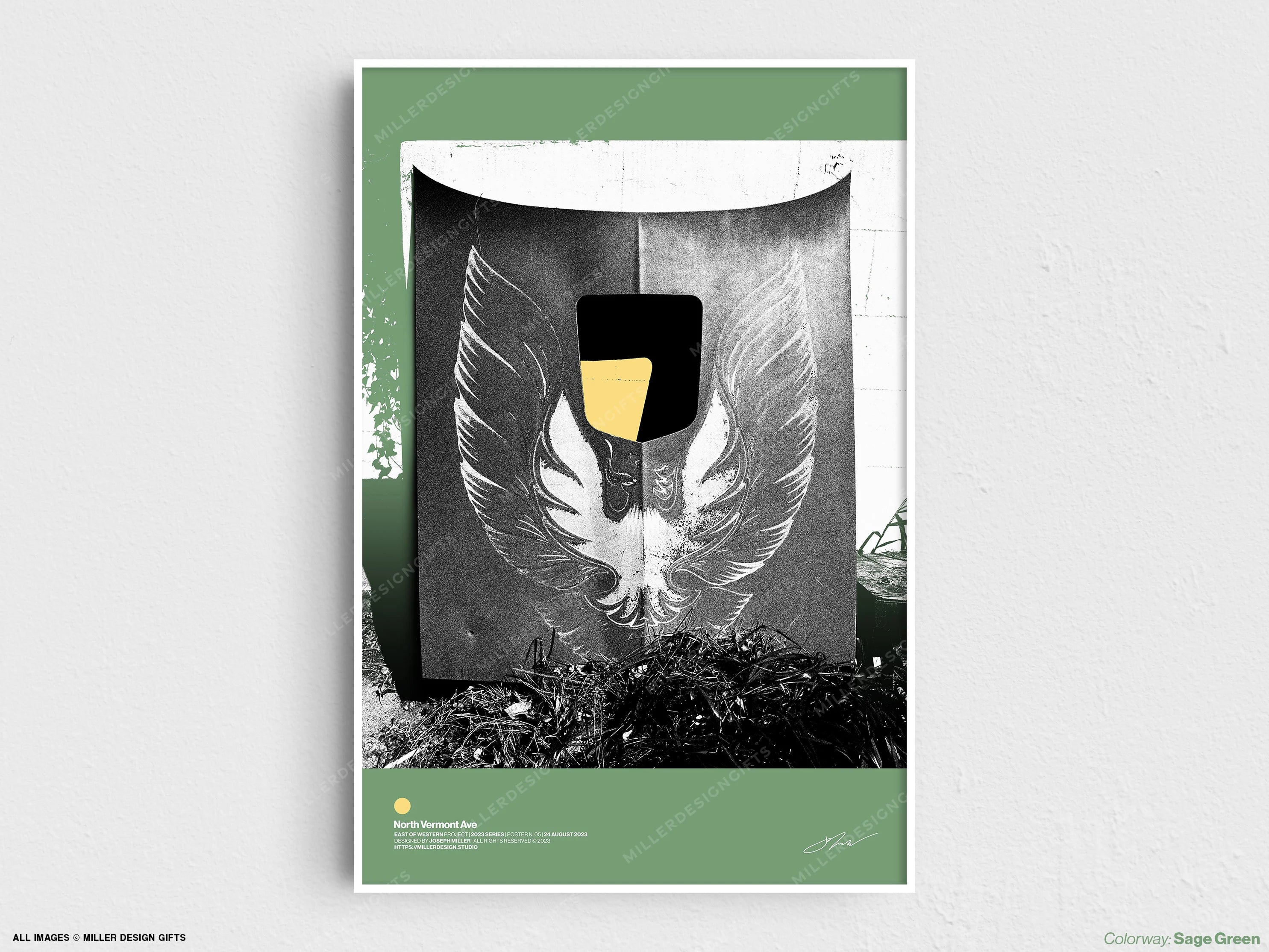 Pontiac Firebird Trans Am | East of Western Project Poster No. 2 - North Vermont Ave | Original Wall Art Poster | Mid-Century Modern Decor