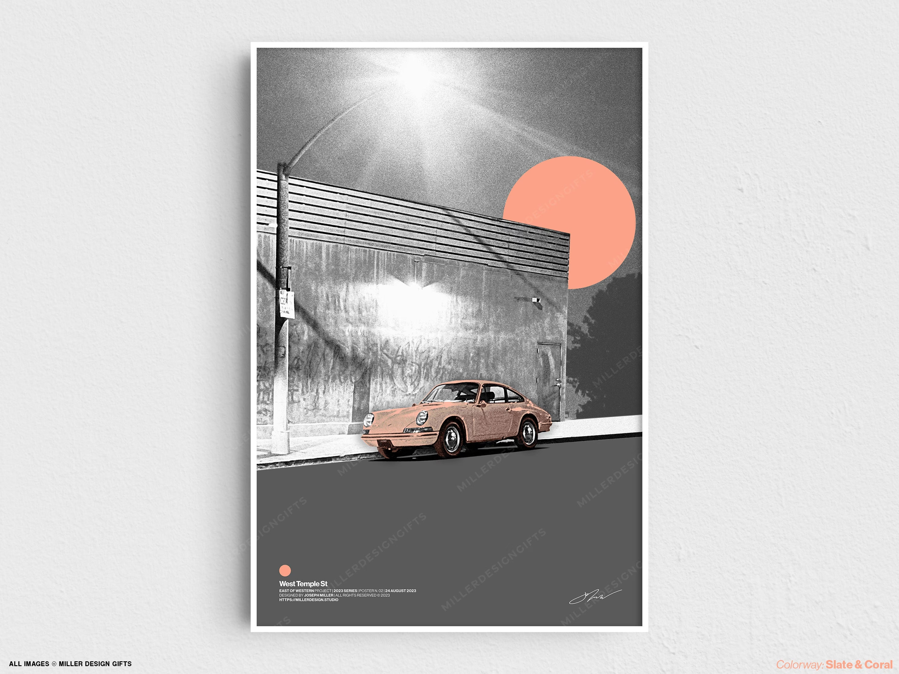 Porsche 911 / 912 | East of Western Project Poster No. 2 - West Temple St | Original Wall Art Poster | Mid-Century Modern Decor