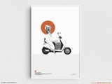 Vespa Scooter Commuter | East of Western Project Poster No. 1 - Silver Lake Blvd | Original Wall Art Poster | Mid-Century Modern Decor