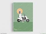 Vespa Scooter Commuter | East of Western Project Poster No. 1 - Silver Lake Blvd | Original Wall Art Poster | Mid-Century Modern Decor