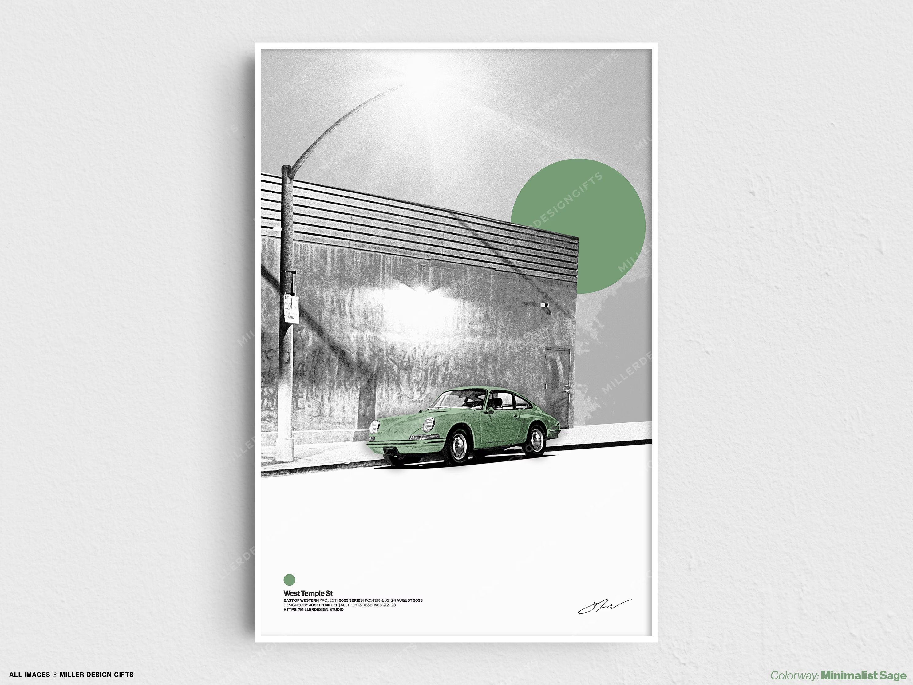 Porsche 911 / 912 | East of Western Project Poster No. 2 - West Temple St | Original Wall Art Poster | Mid-Century Modern Decor