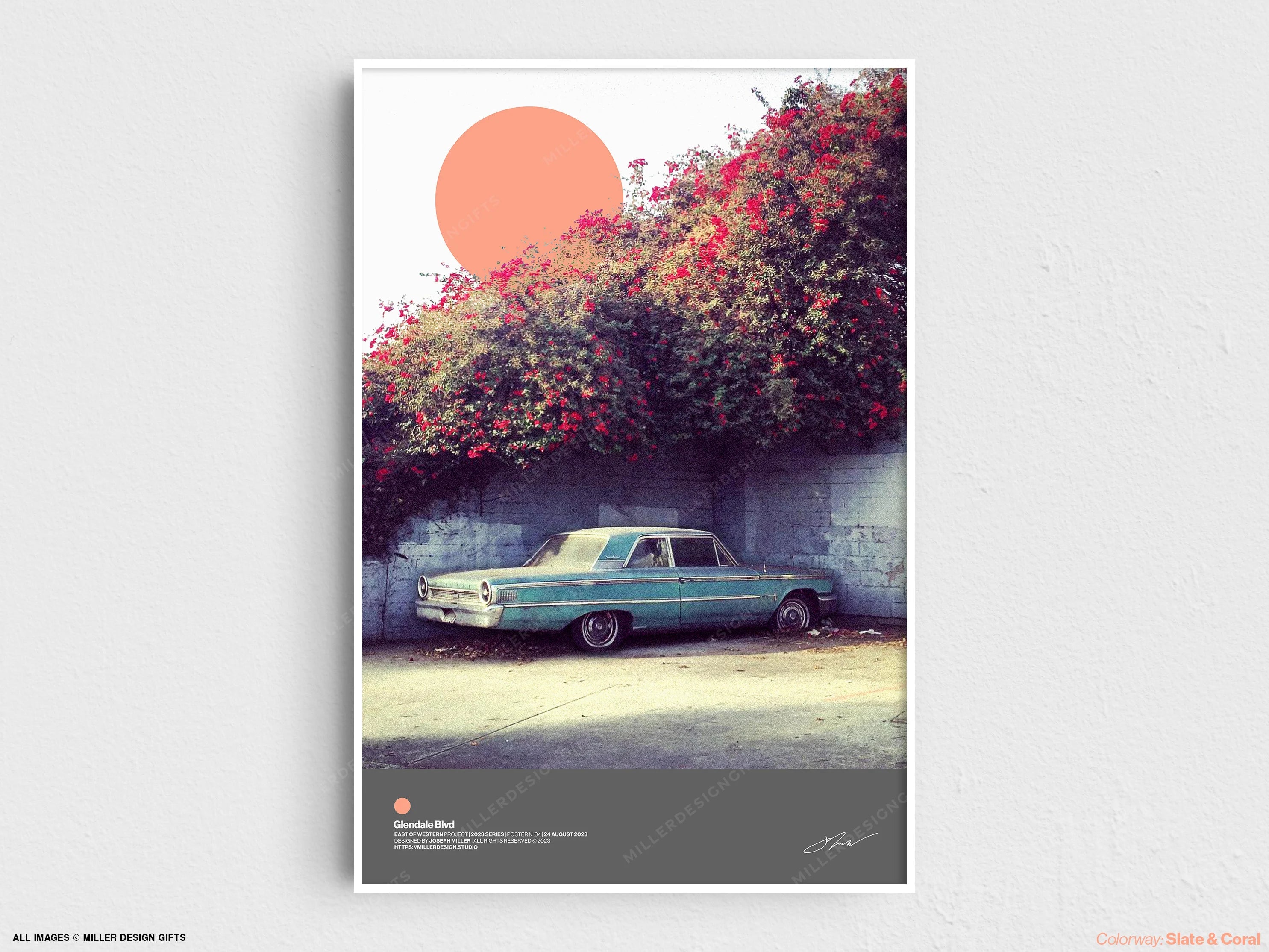 Ford Galaxie | East of Western Project Poster No. 4 - Glendale Blvd | Original Wall Art Poster | Mid-Century Modern Decor