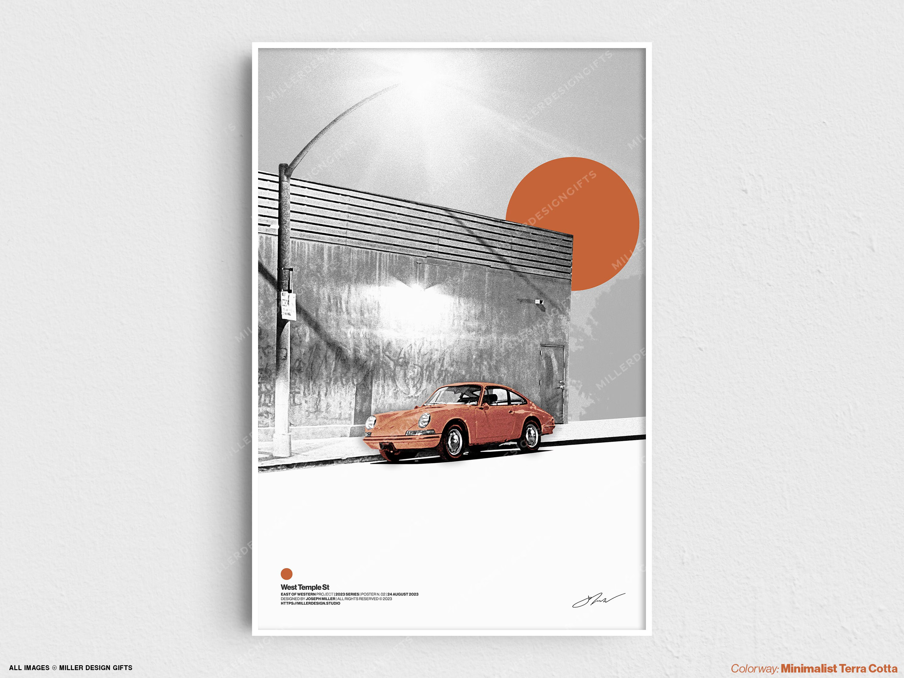 Porsche 911 / 912 | East of Western Project Poster No. 2 - West Temple St | Original Wall Art Poster | Mid-Century Modern Decor