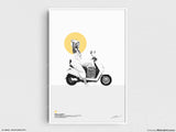 Vespa Scooter Commuter | East of Western Project Poster No. 1 - Silver Lake Blvd | Original Wall Art Poster | Mid-Century Modern Decor