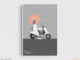 Vespa Scooter Commuter | East of Western Project Poster No. 1 - Silver Lake Blvd | Original Wall Art Poster | Mid-Century Modern Decor