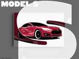 Tesla Model S Print | Original Wall Art Home Decor | Mid-Century Modern Poster