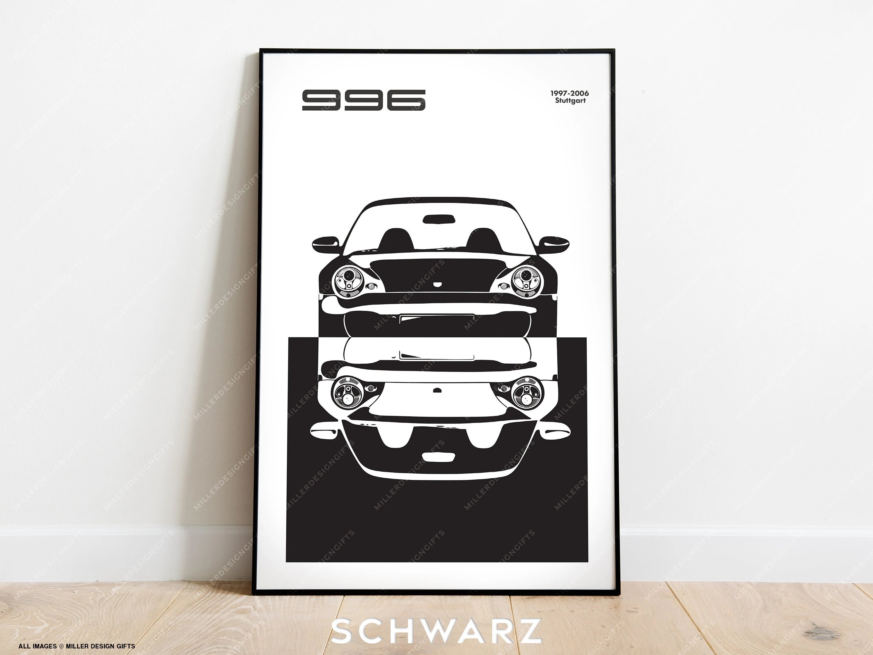 Porsche 911 996 Print | Original Wall Art Poster | Mid-Century Modern