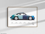 Porsche 911 964 Color Codes Print  | Original Wall Art Poster | Mid-Century Modern