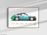 Porsche 911 964 Color Codes Print  | Original Wall Art Poster | Mid-Century Modern