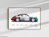 Porsche 911 964 Color Codes Print  | Original Wall Art Poster | Mid-Century Modern