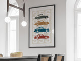 Porsche Air Cooled Legacy Print | 356 911 964 & 993 | Original Wall Art Poster | Mid-Century Modern